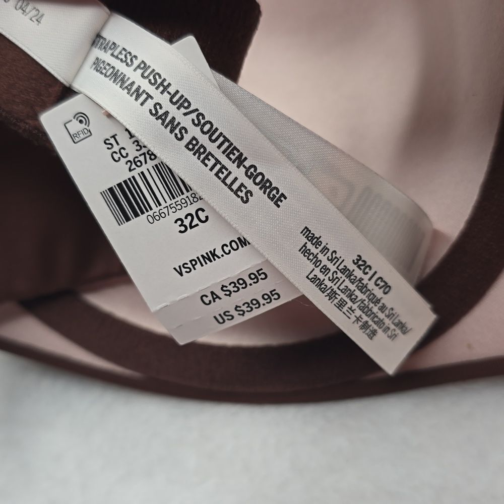 3277 NWT Victoria's Secret PINK Wear Everywhere Push-Up Strapless Bra Sz 32C - Picture 5 of 7